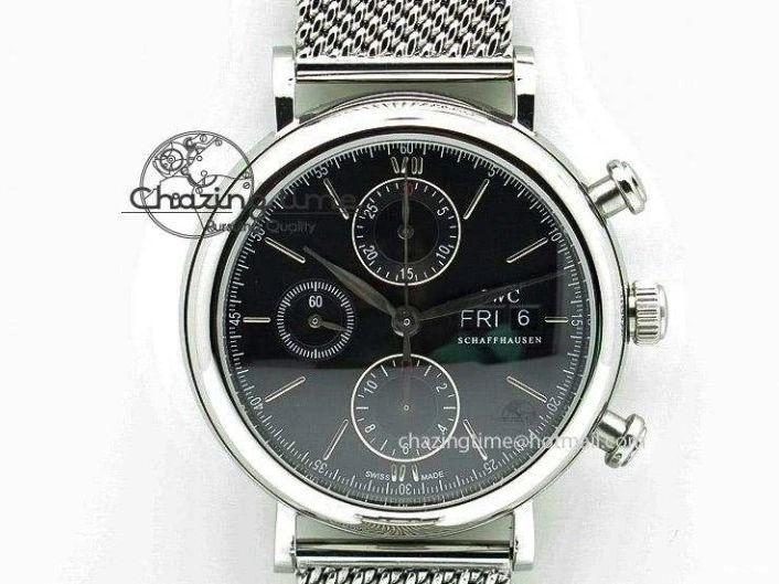 MIROTIME 0128 Youthful Pilot Spitfire 3878 Chrono BP Gray Dial SS On Black Leather Strap A 7368